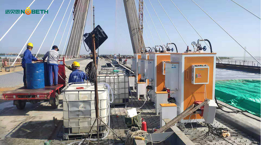 蒸汽養(yǎng)護高科技，橋梁養(yǎng)護使用燃氣蒸汽發(fā)生器提早結(jié)束工期